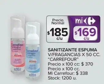 Carrefour Sanitizante Espuma V/Fragancias x 50cc oferta