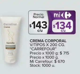Carrefour Crema Corporal V/Tipos x 200g oferta