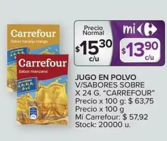 Carrefour Jugo En Polvo V/Sabores Sobre x 24g oferta