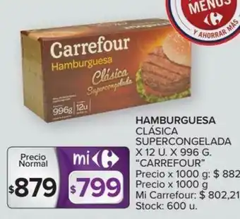 Carrefour Hamburguesa Clásica Supercongelada x 12u oferta