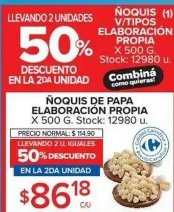 Carrefour Noquis De Papa Elaboracion Propia x 500g oferta