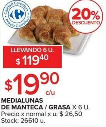 Carrefour Medialunas De Manteca/Grasa x 6u oferta