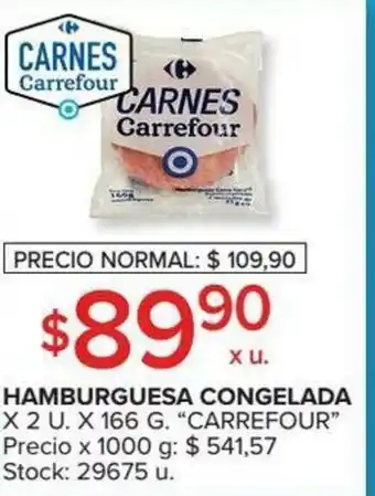 Carrefour Hamburguesa Congelada x 2u oferta