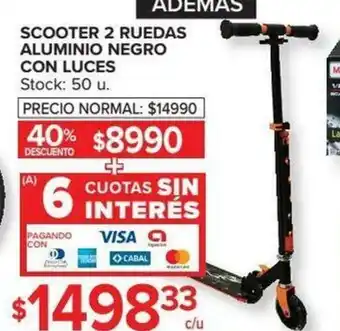 Carrefour Scooter 2 Ruedas Aluminio Negro Con Luces oferta