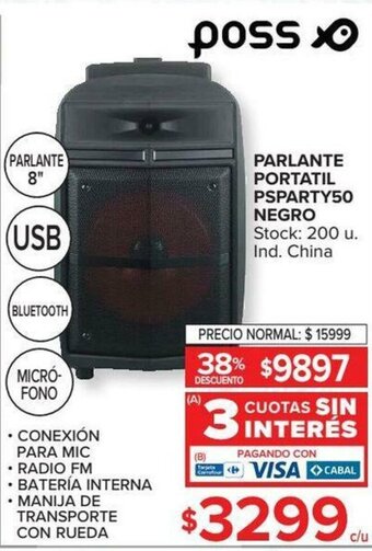 Carrefour Poss Parlante Portatil PSparty50 Negro oferta