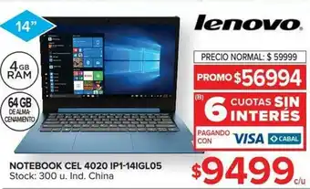 Carrefour Lenovo Notebook Cel 4020 IPI-141Glos oferta