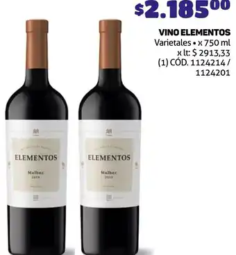 Makro VINO ELEMENTOS Varietales x 750ml oferta