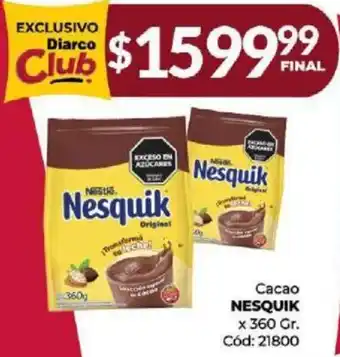 Diarco Cacao NESQUIK x 360gr oferta