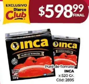 Diarco Puré de Tomate INCA x 520gr oferta