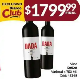 Diarco Vino DADA Varietal x 750ml oferta