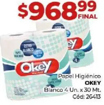Diarco Papel Higiénico Okey Blanco 4 Un x 30mt oferta