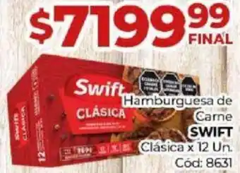 Diarco Hamburguesa de Carne SWIFT Clásica x 12Un oferta