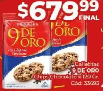 Diarco Galletitas 9 DE ORO Chips Chocolate x 120gr oferta