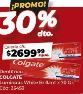 Diarco Dentífrico COLGATE Luminous White Brillant x 70gr oferta