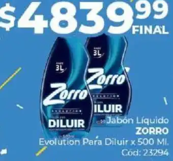 Diarco Jabon Liquido Zorro Evolution Para Diluir x 500ml oferta