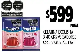 Supermercados Yaguar GELATINA EXQUISITA X 40GRS VS SABORES oferta
