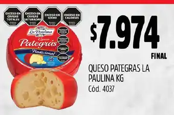 Supermercados Yaguar QUESO PATEGRAS LA PAULINA KG oferta