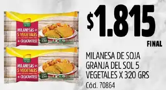 Supermercados Yaguar MILANESA DE SOJA GRANJA DEL SOL 5 VEGETALES X 320GR oferta