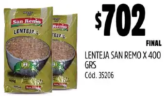 Supermercados Yaguar LENTEJA SAN REMO X 400GR oferta
