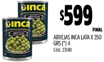 Supermercados Yaguar ARVEJAS INCA LATA X 350GR oferta