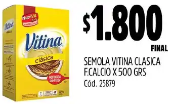 Supermercados Yaguar SEMOLA VITINA CLASICA F.CALCIO X 500GR oferta