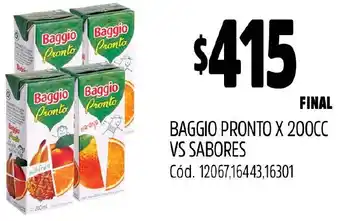 Supermercados Yaguar BAGGIO PRONTO X 200CC VS SABORES oferta