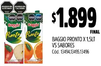 Supermercados Yaguar BAGGIO PRONTO X 1,5LT VS SABORES oferta