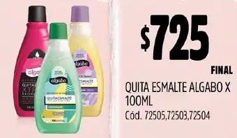 Supermercados Yaguar QUITA ESMALTE ALGABO X 100ML oferta