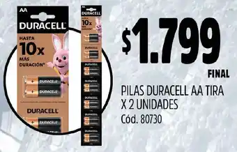 Supermercados Yaguar PILAS DURACELL AA TIRA X 2 UNIDADES oferta