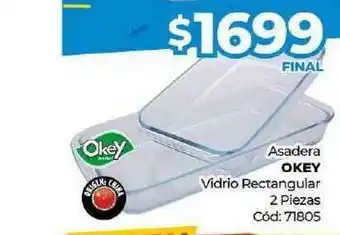 Asadera Okey Vidrio Rectangular