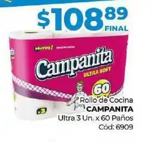 Diarco Rollo De Cocina Campanita Ultra 3 Un x 6Panos oferta