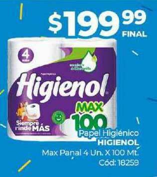 Diarco Papel Higiénico Higienol Max Panal 4 Un. x 100mt oferta
