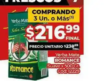 Diarco Yerba Mate Romance Suave x 500gr oferta
