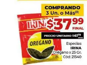 Diarco Especias Irina Orégano x 25gr oferta
