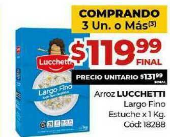 Diarco Arroz Lucchetti Largo Fino Estuche x 1kg oferta