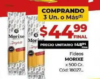 Diarco Fideos Morixe 500grs oferta