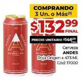 Diarco Cerveza Andes Roja Origen x 473ml oferta