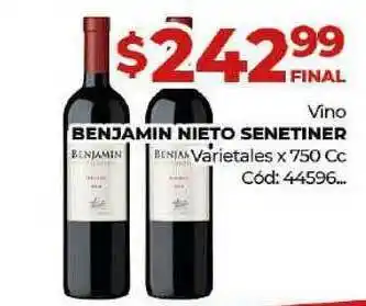 Diarco Vino Benjamin Nieto Senetiner Varietales x 750cc oferta