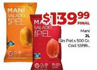 Diarco Maní JL Sin Piel x 500gr oferta