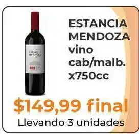 Pasos Supermercado Estancia Mendoza Vino Cab-malb. X750cc oferta