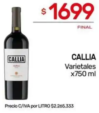 Nini Mayorista CALLIA Varietales x 750ml oferta
