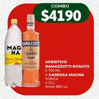 Super MAMI APERITIVO RAMAZZOTTI ROSATO X 700 ML + GASEOSA MAGNA TÓNICA X 1.5L oferta