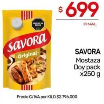 Nini Mayorista SAVORA Mostaza Doy pack x 250g oferta