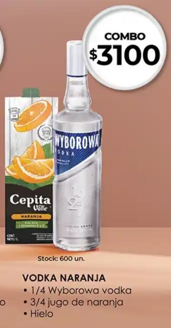 Super MAMI VODKA NARANJA • 1/4 Wyborowa vodka • 3/4 jugo de naranja • Hielo oferta
