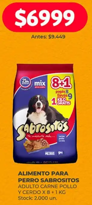 Supermercados Tadicor ALIMENTO PARA PERRO SABROSITOS ADULTO CARNE POLLO Y CERDO X 8 + 1KG oferta
