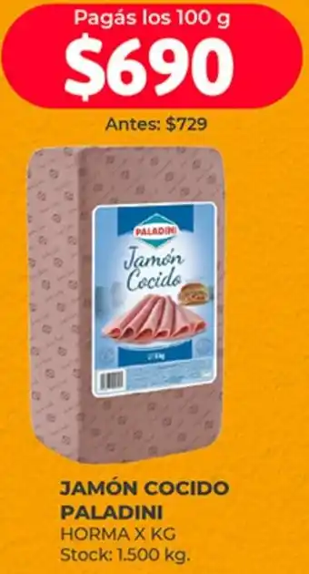 Supermercados Tadicor JAMÓN COCIDO PALADINI HORMA X KG oferta