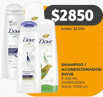 Supermercados Tadicor SHAMPOO / ACONDICIONADOR DOVE X 400ML oferta