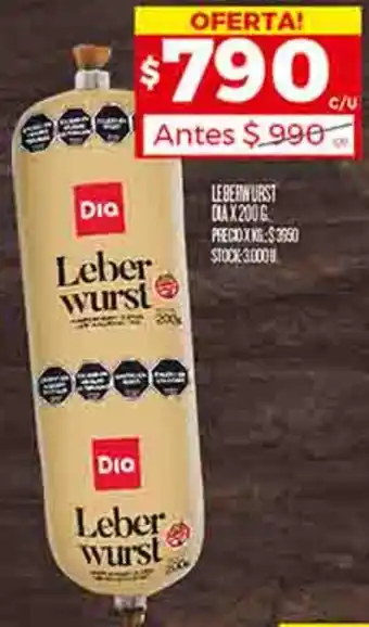 Supermercados DIA LEBERWURST DIA X 200G oferta