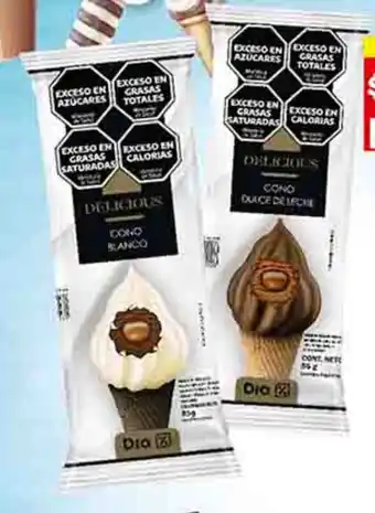 Supermercados DIA HELADO COND CHOCOLATE BLANCO/DULCE DE LECHE DELICIOUS X 85G oferta