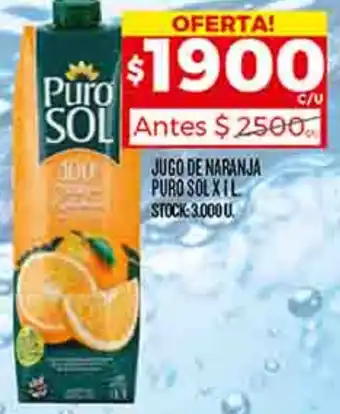 Supermercados DIA JUGO DE NARANJA PURO SOL X 1L oferta